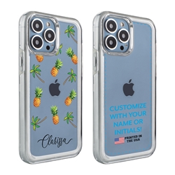
Personalized Tropical Case for iPhone 13 Pro – Clear – Palms and Pineapples