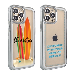 
Personalized Tropical Case for iPhone 13 Pro – Clear – Surf Time