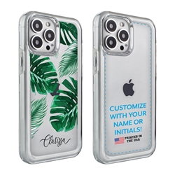 
Personalized Tropical Case for iPhone 13 Pro – Clear – Tropical Leaves