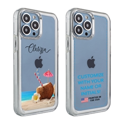 
Personalized Tropical Case for iPhone 13 Pro Max – Clear – Coconut Beach