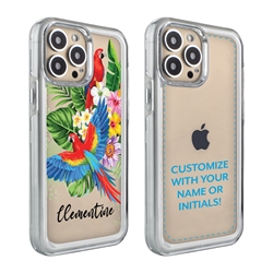 
Personalized Tropical Case for iPhone 13 Pro Max – Clear – Parrot Paradise