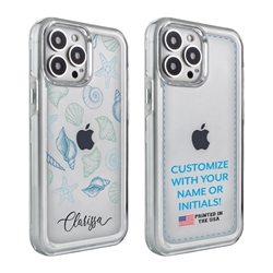 
Personalized Tropical Case for iPhone 13 Pro Max – Clear – Seashell Collage