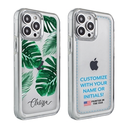 
Personalized Tropical Case for iPhone 13 Pro Max – Clear – Tropical Leaves