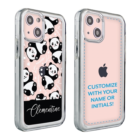 Personalized Girls Case for iPhone 13 Mini - Clear - Baby Pandas
