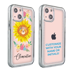 
Personalized Cute Animal Case for iPhone 13 Mini - Clear - Lion Flower
