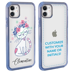 
Personalized Cat Case for iPhone 11 – Clear – Pretty Flower Cat