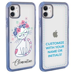 
Personalized Cat Case for iPhone 11 – Clear – Pretty Flower Cat