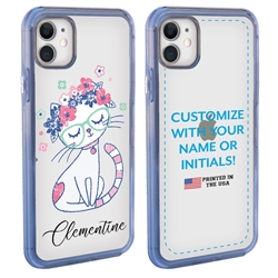 
Personalized Cat Case for iPhone 12 Mini – Clear – Pretty Flower Cat