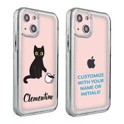 
Personalized Cat Case for iPhone 13 Mini – Clear – Cat Spill