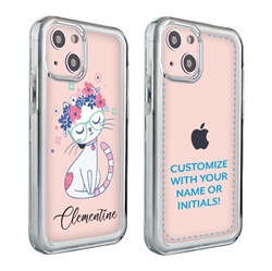 
Personalized Cat Case for iPhone 13 – Clear – Pretty Flower Cat
