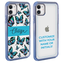 
Personalized Girls Case for iPhone 11 – Clear – Bright Butterflies