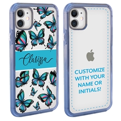 
Personalized Girls Case for iPhone 11 – Clear – Bright Butterflies