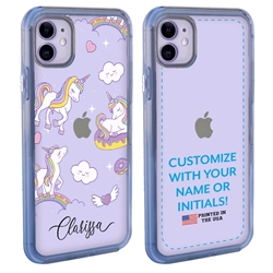 
Personalized Girls Case for iPhone 11 – Clear – Fancy White Unicorns