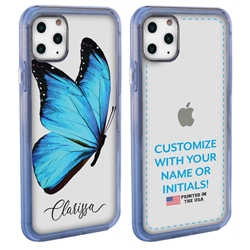 
Personalized Girls Case for iPhone 11 Pro – Clear – Bright Blue Butterfly