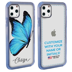 
Personalized Girls Case for iPhone 11 Pro – Clear – Bright Blue Butterfly