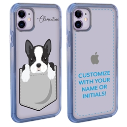 
Personalized Pocket Puppy Case for iPhone 11 – Clear – Boston Terrier