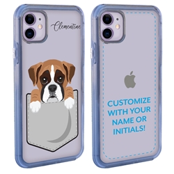 
Personalized Pocket Puppy Case for iPhone 11 – Clear – Boxer