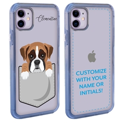 
Personalized Pocket Puppy Case for iPhone 11 – Clear – Boxer