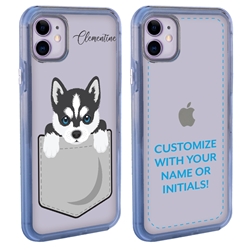 
Personalized Pocket Puppy Case for iPhone 11 – Clear – Husky
