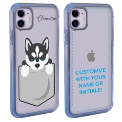 
Personalized Pocket Puppy Case for iPhone 11 – Clear – Husky