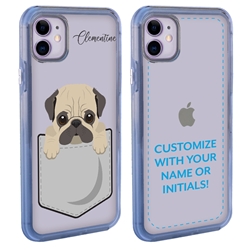 
Personalized Pocket Puppy Case for iPhone 11 – Clear – Pug