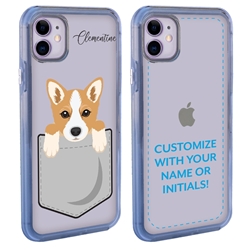 
Personalized Pocket Puppy Case for iPhone 11 – Clear – Welsh Corgi