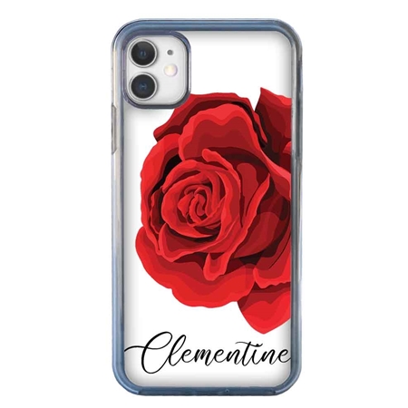 Personalized Floral Case for iPhone 11 – Clear – Big Beautiful Rose
