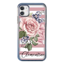 
Personalized Floral Case for iPhone 11 – Clear – Pink Rose