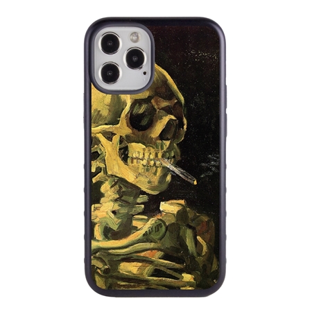 Famous Art Case for iPhone 12 / 12 Pro – Hybrid – (Van Gogh – Skull with Burning Cigarette) 
