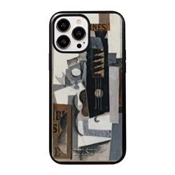 
Famous Art Case for iPhone 14 Pro Max – Hybrid – (Picasso – Glass Guitar and Bottle) 