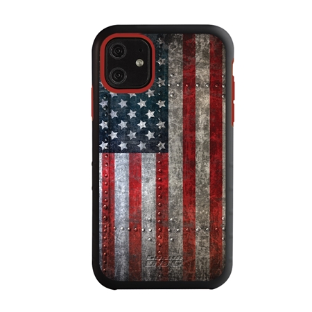 Guard Dog American Might Rugged American Flag Hybrid Phone Case for iPhone 11 American Might Black Red - Black w/Red Trim
