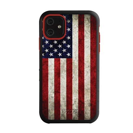 Guard Dog Old Glory Rugged American Flag Hybrid Phone Case for iPhone 11 Old Glory Black Red - Black w/Red Trim
