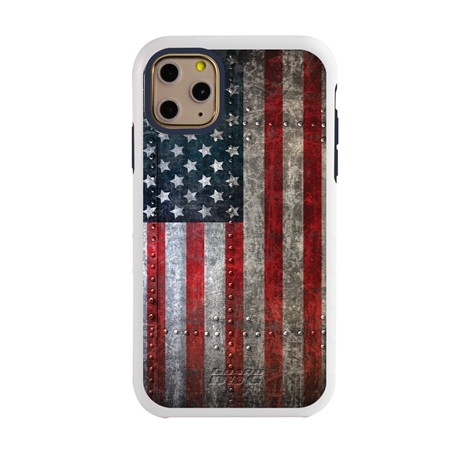 Guard Dog American Might Rugged American Flag Hybrid Phone Case for iPhone 11 Pro American Might White Dark Blue - White w/Dark Blue Trim
