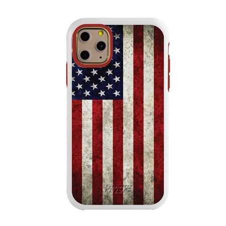 Guard Dog Old Glory Rugged American Flag Hybrid Phone Case for iPhone 11 Pro Old Glory White Red - White w/Red Trim
