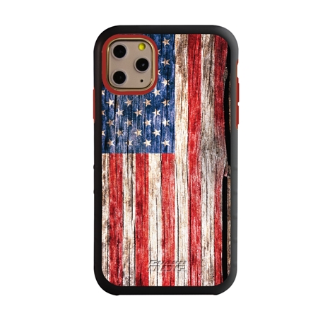 Guard Dog Land of Liberty Rugged American Flag Hybrid Phone Case for iPhone 11 Pro Max Land of Liberty Black Red - Black w/Red Trim
