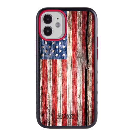 Guard Dog Protective Hybrid Case for iPhone 12 Mini American Flag Design – Land of Liberty Black with Red Silicone
