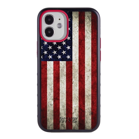 Guard Dog Protective Hybrid Case for iPhone 12 Mini American Flag Design – Old Glory Black with Red Silicone
