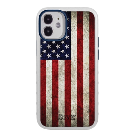 Guard Dog Protective Hybrid Case for iPhone 12 Mini American Flag Design – Old Glory White with Dark Blue Silicone
