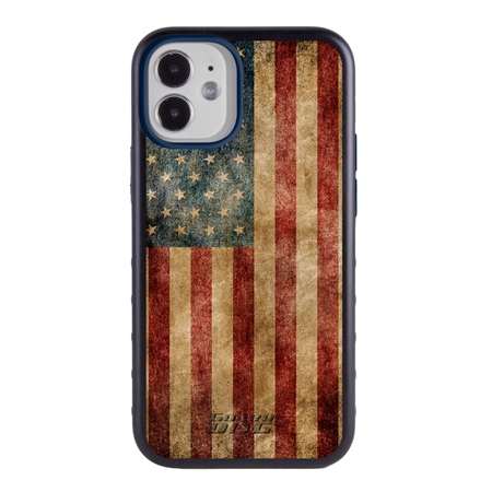 Guard Dog Protective Hybrid Case for iPhone 12 Mini American Flag Design – Perseverance Black with Dark Blue Silicone
