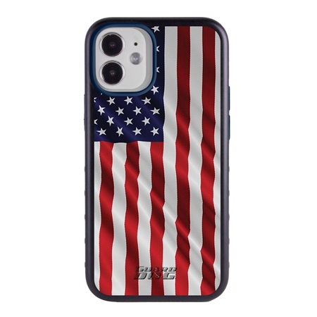 Guard Dog Protective Hybrid Case for iPhone 12 Mini American Flag Design – Star Spangled Banner Black with Dark Blue Silicone
