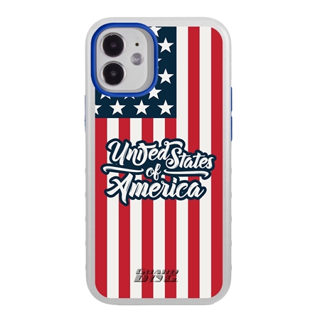 Guard Dog Protective Hybrid Case for iPhone 12 Mini American Flag Design – USA White with Blue Silicone
