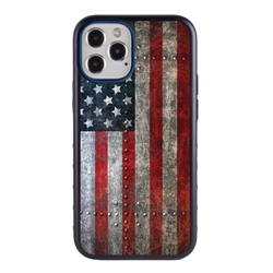 
Guard Dog Protective Hybrid Case for iPhone 12 Pro Max American Flag Design – American Might Black with Dark Blue Silicone