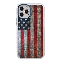 
Guard Dog Protective Hybrid Case for iPhone 12 Pro Max American Flag Design – American Might White with Dark Blue Silicone