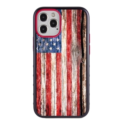 
Guard Dog Protective Hybrid Case for iPhone 12 Pro Max American Flag Design – Land of Liberty Black with Red Silicone