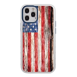 
Guard Dog Protective Hybrid Case for iPhone 12 Pro Max American Flag Design – Land of Liberty White with Dark Blue Silicone
