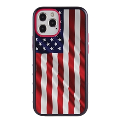 
Guard Dog Protective Hybrid Case for iPhone 12 Pro Max American Flag Design – Star Spangled Banner Black with Red Silicone