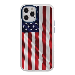 
Guard Dog Protective Hybrid Case for iPhone 12 Pro Max American Flag Design – Star Spangled Banner White with Dark Blue Silicone