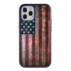 
Guard Dog Protective Hybrid Case for iPhone 12 / 12 Pro American Flag Design – American Might Black with Dark Blue Silicone