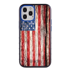 
Guard Dog Protective Hybrid Case for iPhone 12 / 12 Pro American Flag Design – Land of Liberty Black with Blue Silicone