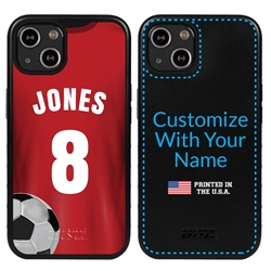 
Custom Soccer Jersey Hybrid Case for iPhone 14 Plus - (Black Case, Full Color Jersey)